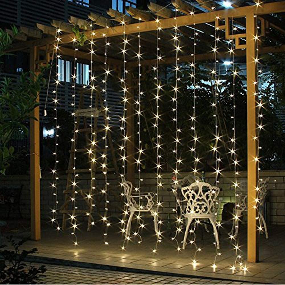 300 LED Warm White Window Curtain String Outdoor Indoor Wall Decorations - Anna's Linens