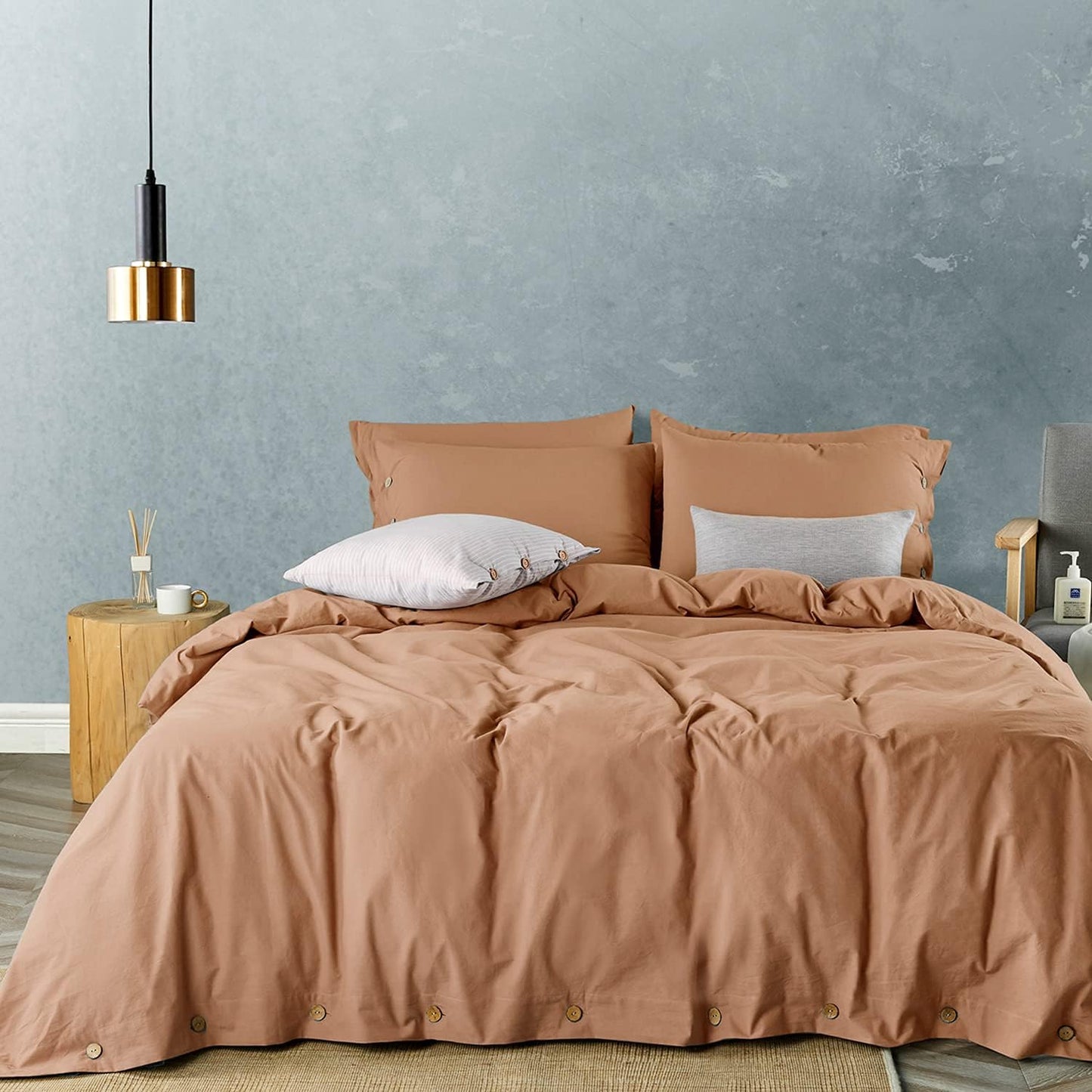 Luxury Soft Duvet Cover Bedding Set 100% Cotton Buttons Closure - AnyLinen