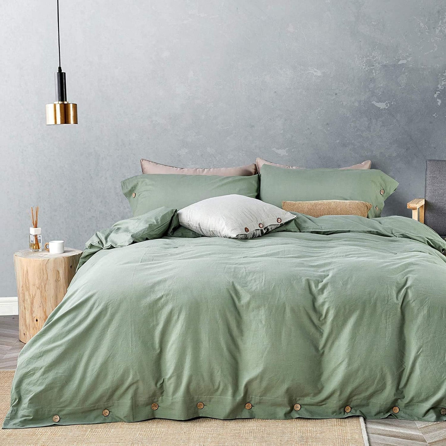 Luxury Soft Duvet Cover Bedding Set 100% Cotton Buttons Closure - AnyLinen