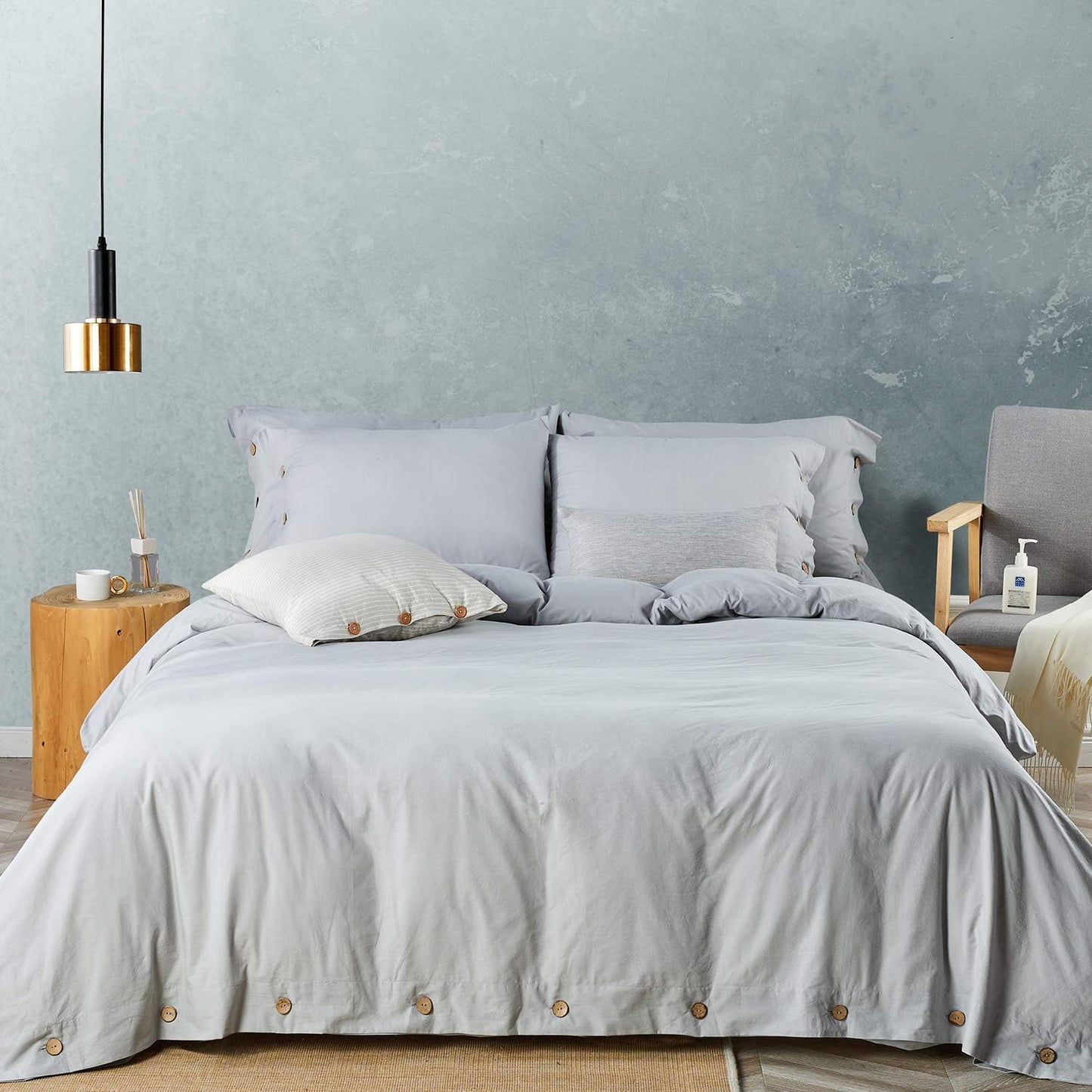 Luxury Soft Duvet Cover Bedding Set 100% Cotton Buttons Closure - AnyLinen