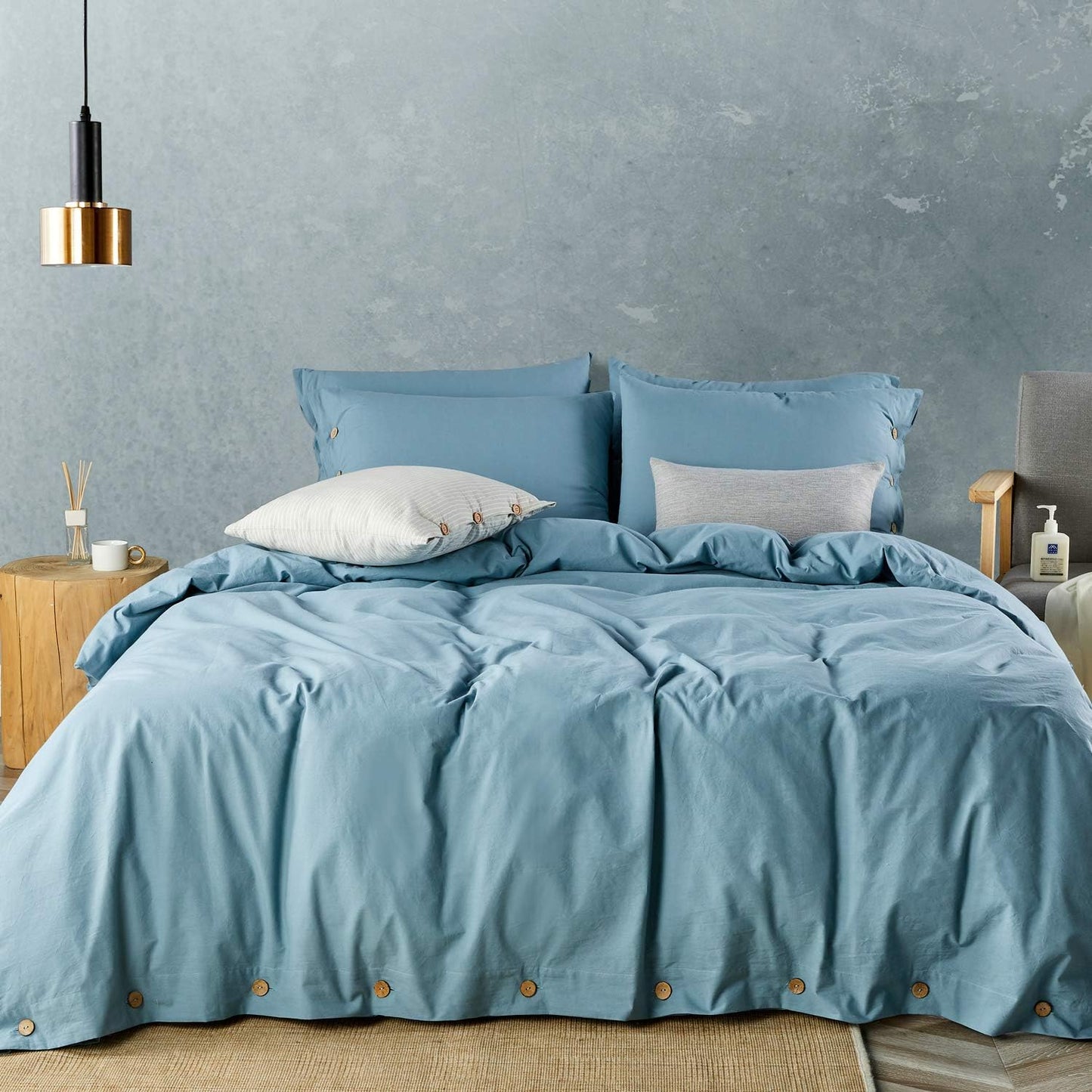 Luxury Soft Duvet Cover Bedding Set 100% Cotton Buttons Closure - AnyLinen