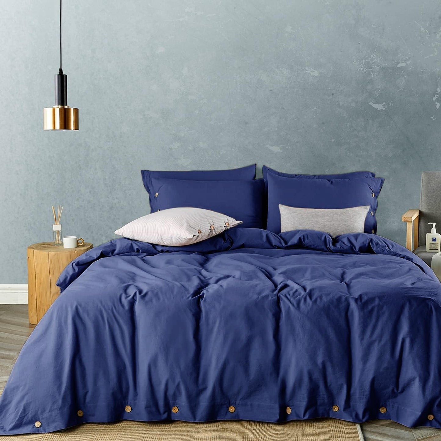 Luxury Soft Duvet Cover Bedding Set 100% Cotton Buttons Closure - AnyLinen