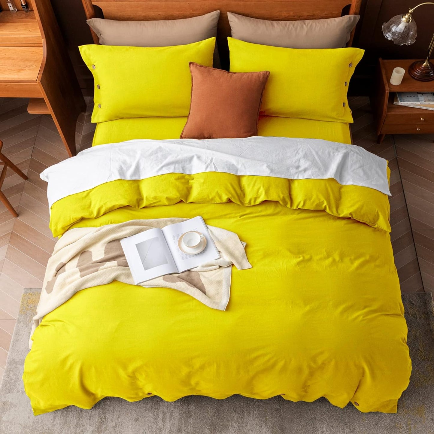 Luxury Soft Duvet Cover Bedding Set 100% Cotton Buttons Closure - AnyLinen