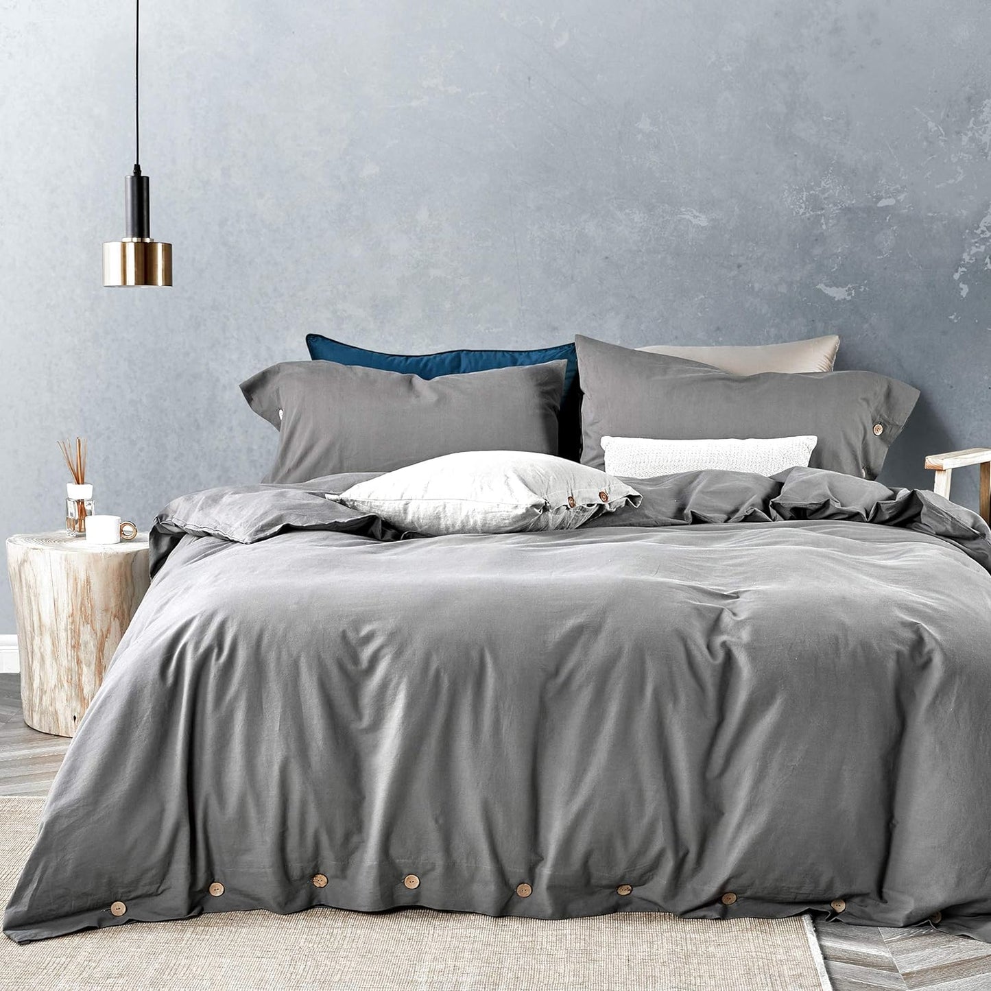 Luxury Soft Duvet Cover Bedding Set 100% Cotton Buttons Closure - AnyLinen