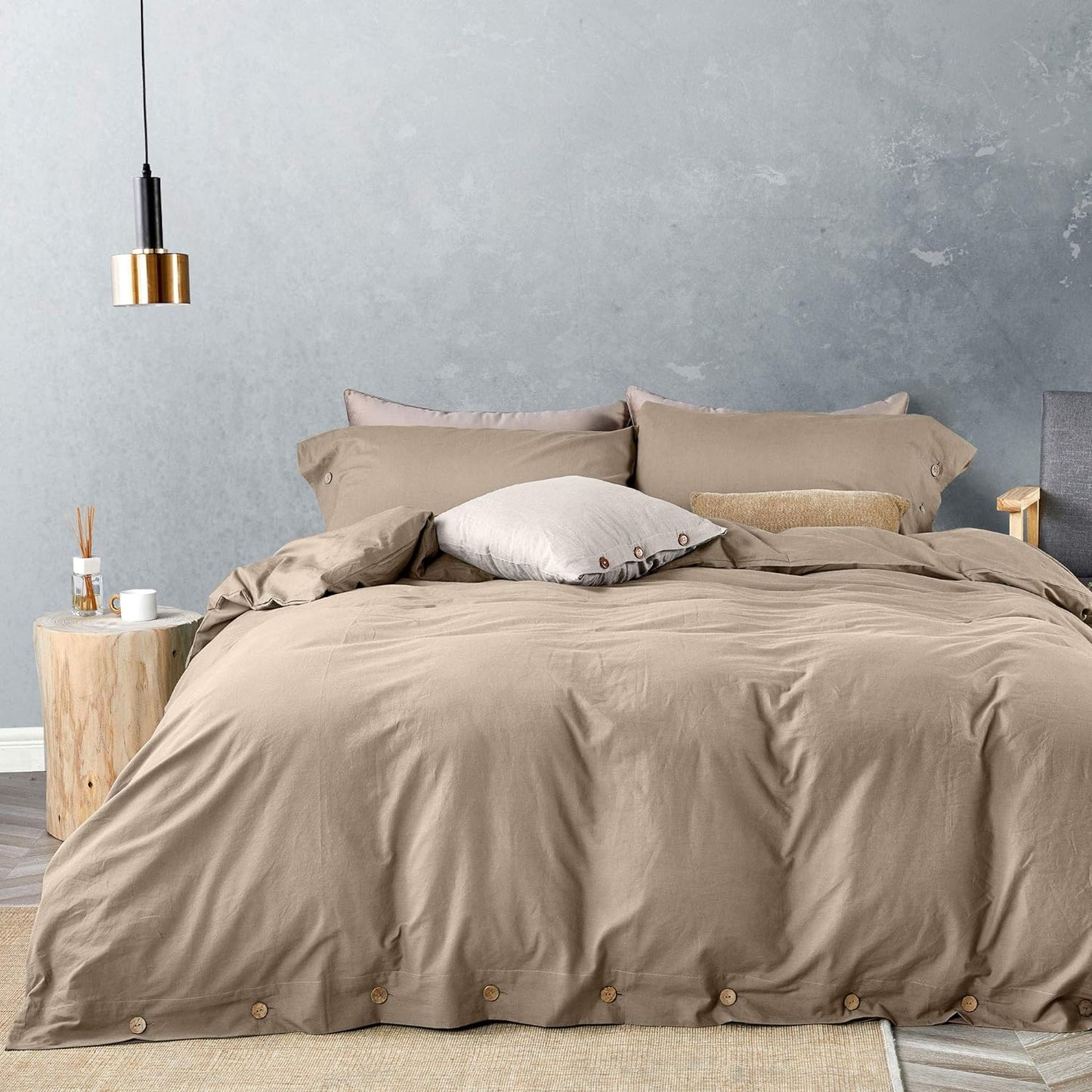 Luxury Soft Duvet Cover Bedding Set 100% Cotton Buttons Closure - AnyLinen
