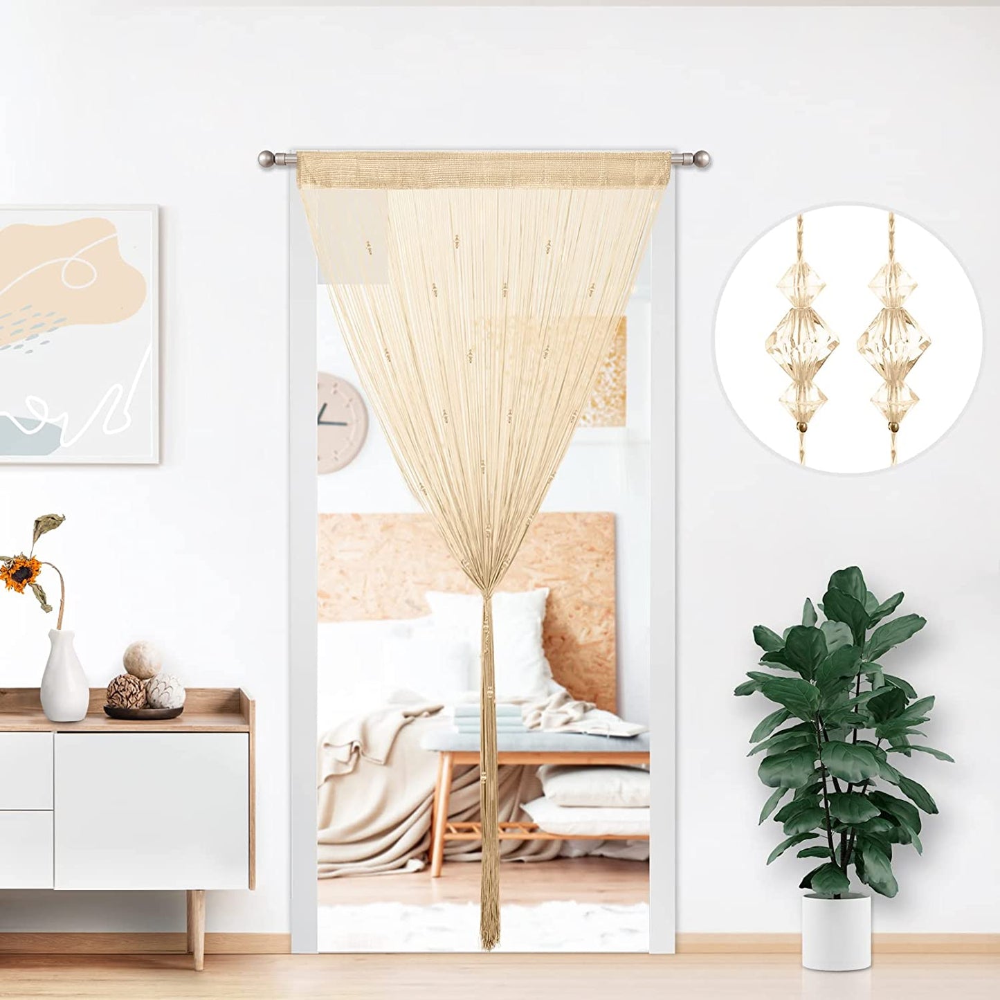 Crystal Beaded Tassel Partition Door Beaded String Curtain 90x200cm | AnyLinen