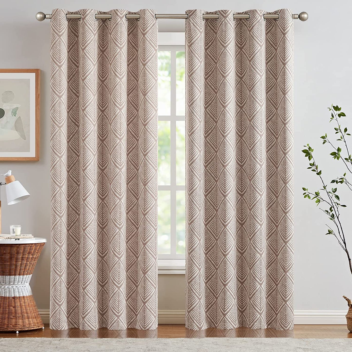 Geometric Pattern Design Darkening Thermal Insulated Blackout Curtains - AnyLinen
