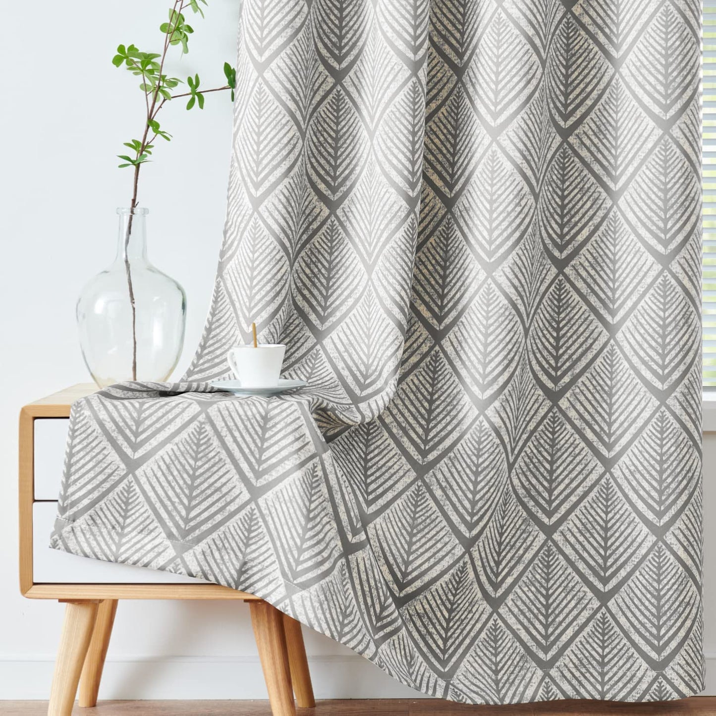 Geometric Pattern Design Darkening Thermal Insulated Blackout Curtains - AnyLinen