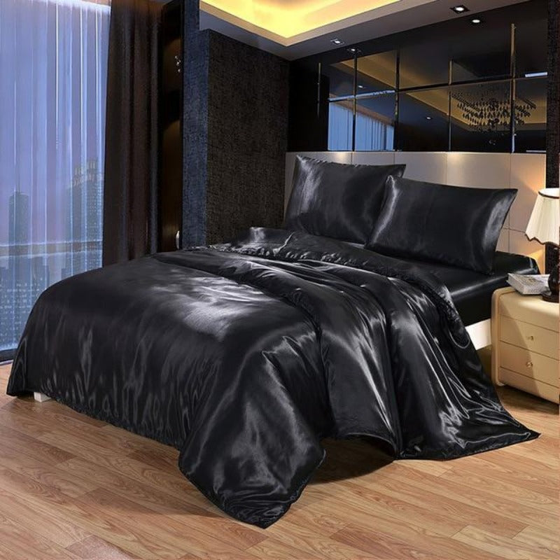 Luxury Satin Silk Duvet Cover Bed Sheets