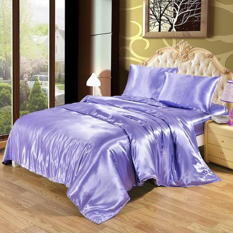 Luxury Satin Silk Duvet Cover Bed Sheets