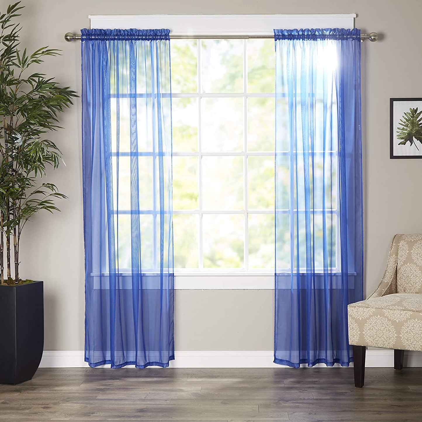 Luxury Sheer Curtains, Window Treatment Panels Rod Pocket Set of 2