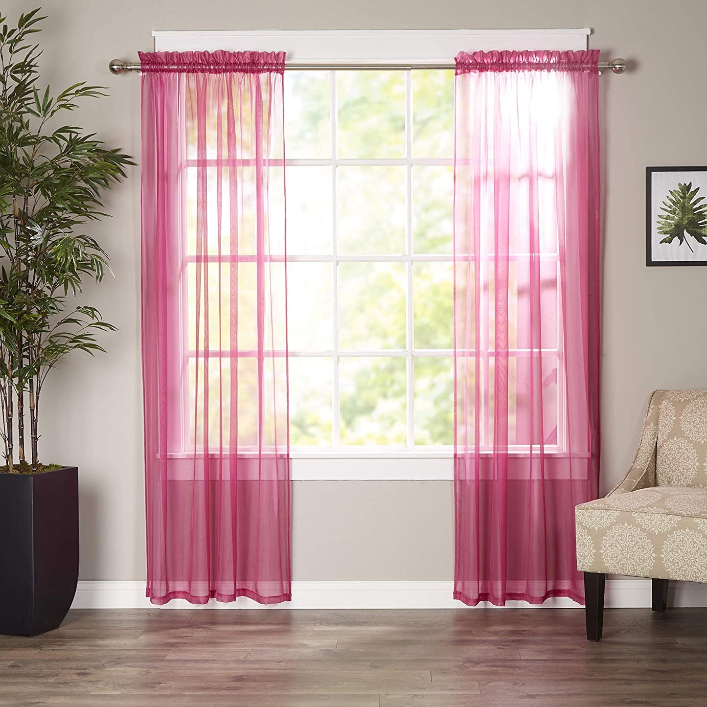 Luxury Sheer Curtains, Window Treatment Panels Rod Pocket Set of 2