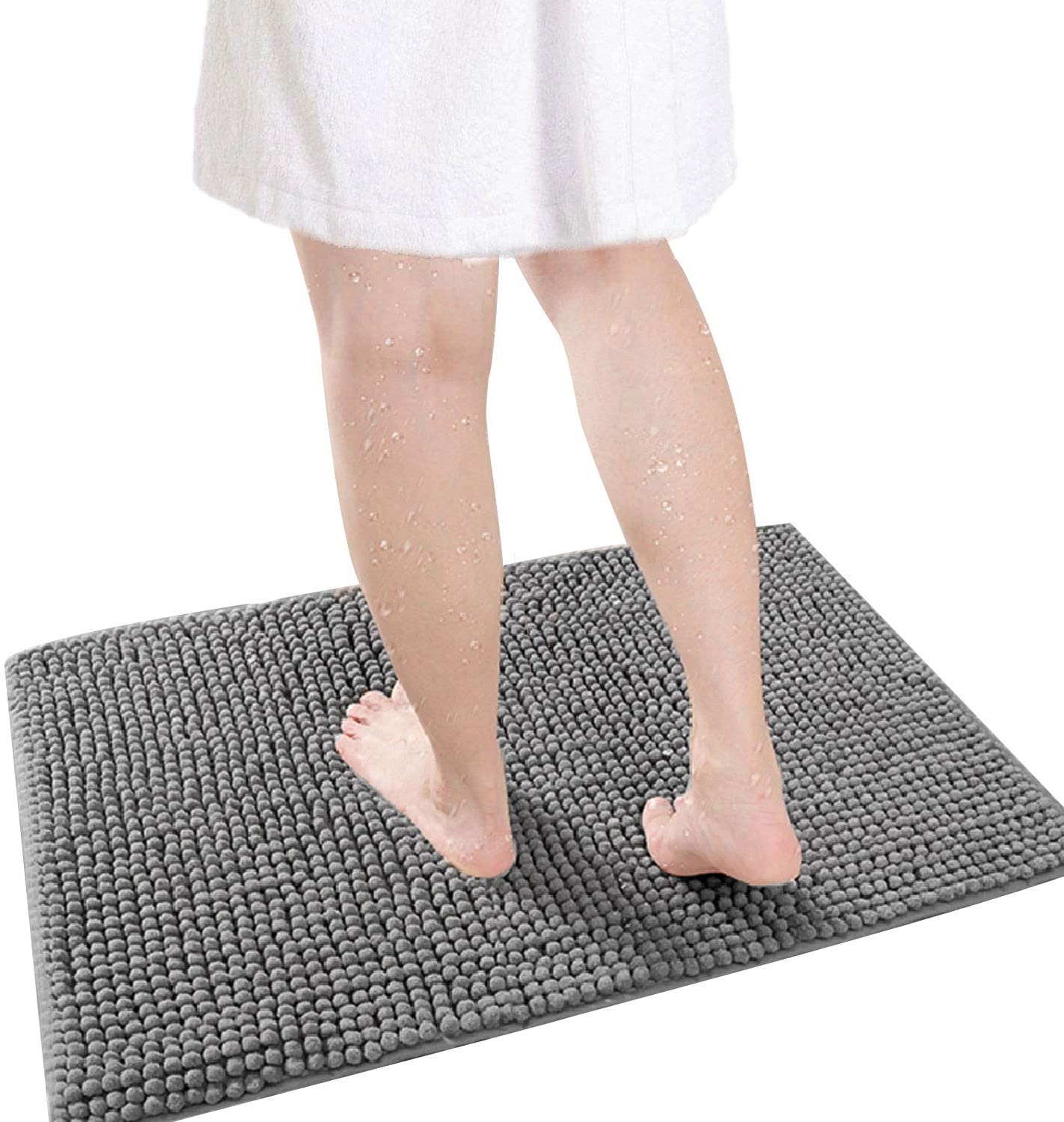 Gray. ultra water absorbent bath rug