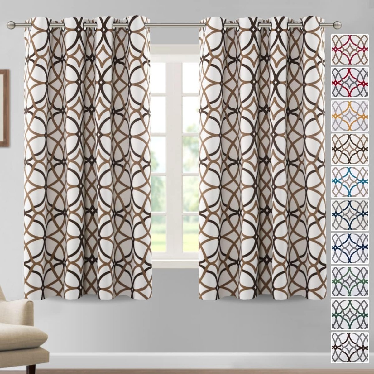 Blackout Geometric Modern Design Thermal Insulated Curtains 2 Panels Set - Anna's Linens