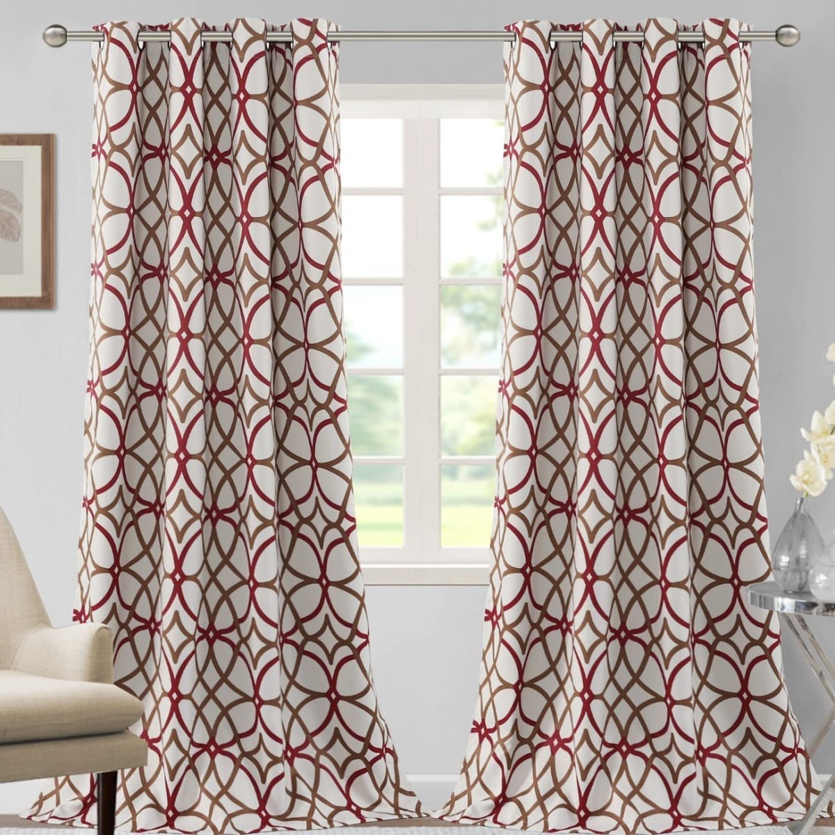 Blackout Geometric Modern Design Thermal Insulated Curtains 2 Panels Set - Anna's Linens