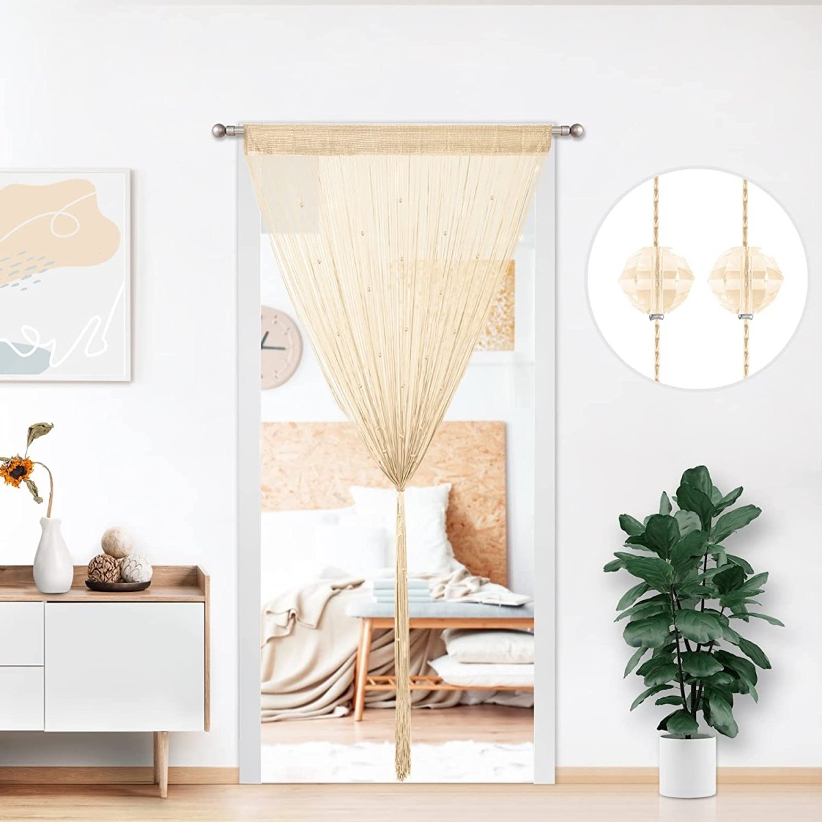 Crystal Beaded Tassel Partition Door Beaded String Curtain 90x200cm (2 Pack) - Anna's Linens