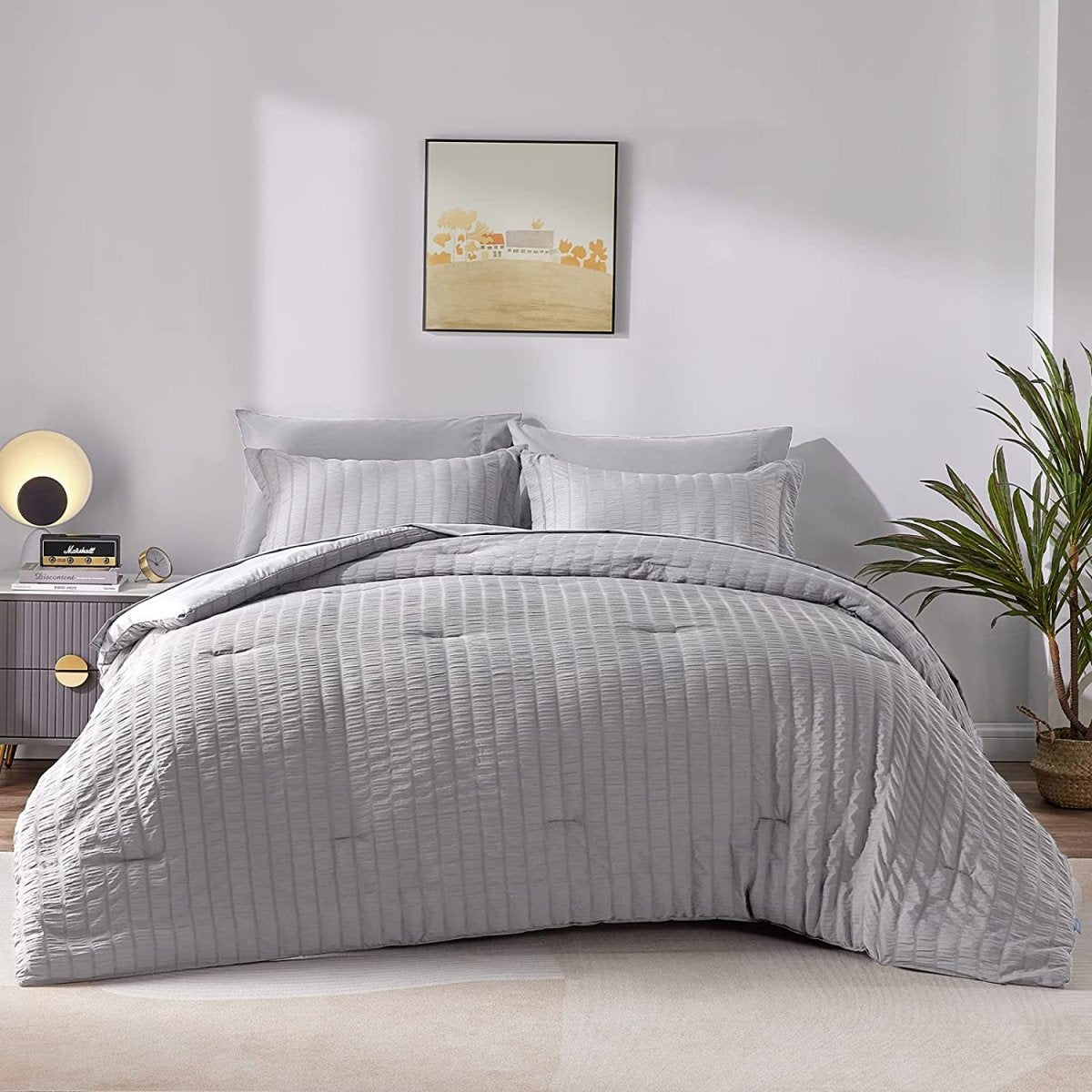 Elegant Comforter Set Textured with Fitted Sheet 7 Pieces - Anna's Linens
