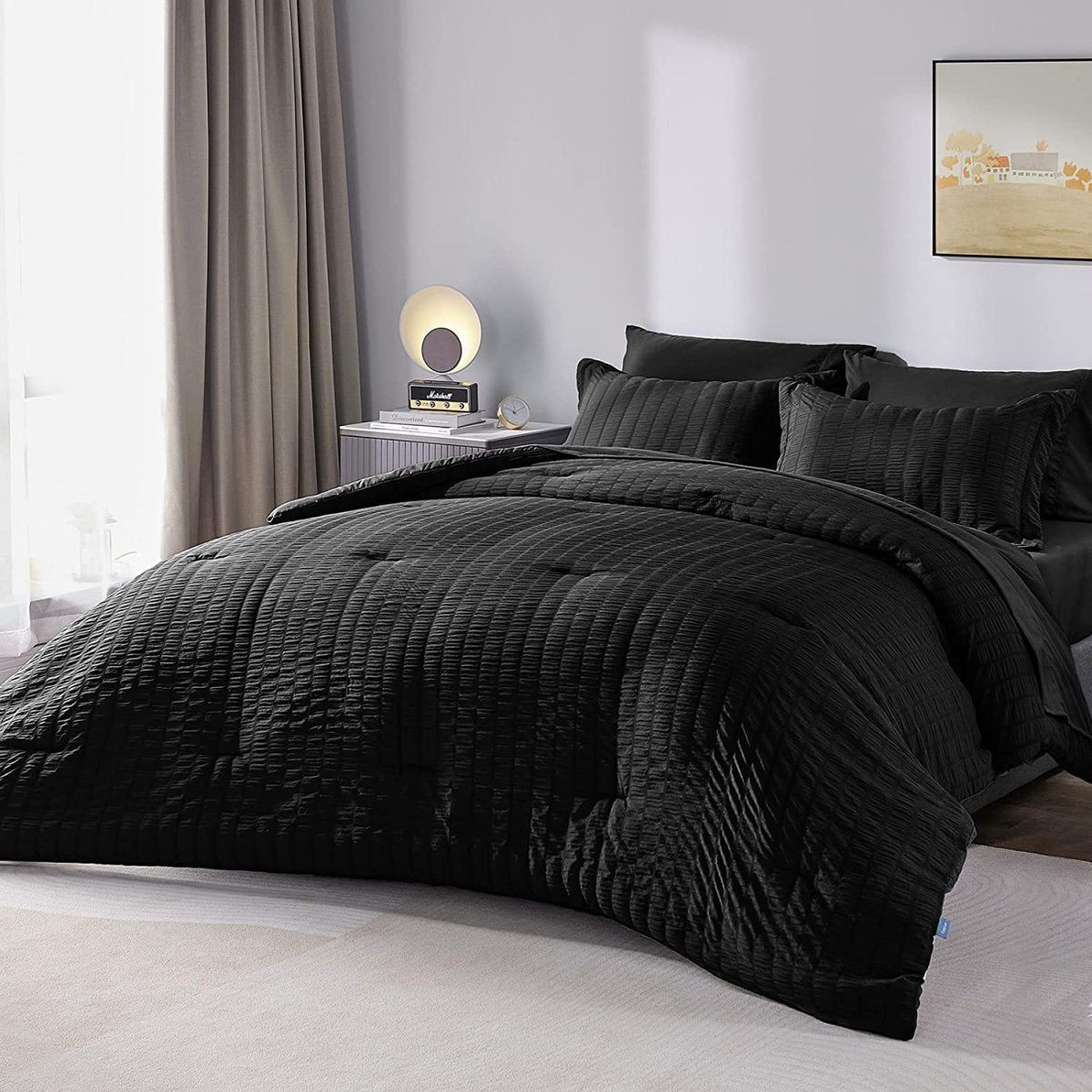 Elegant Comforter Set Textured with Fitted Sheet 7 Pieces - Anna's Linens