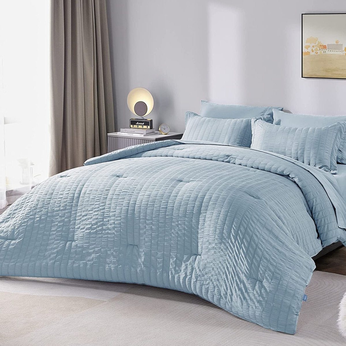 Elegant Comforter Set Textured with Fitted Sheet 7 Pieces - Anna's Linens