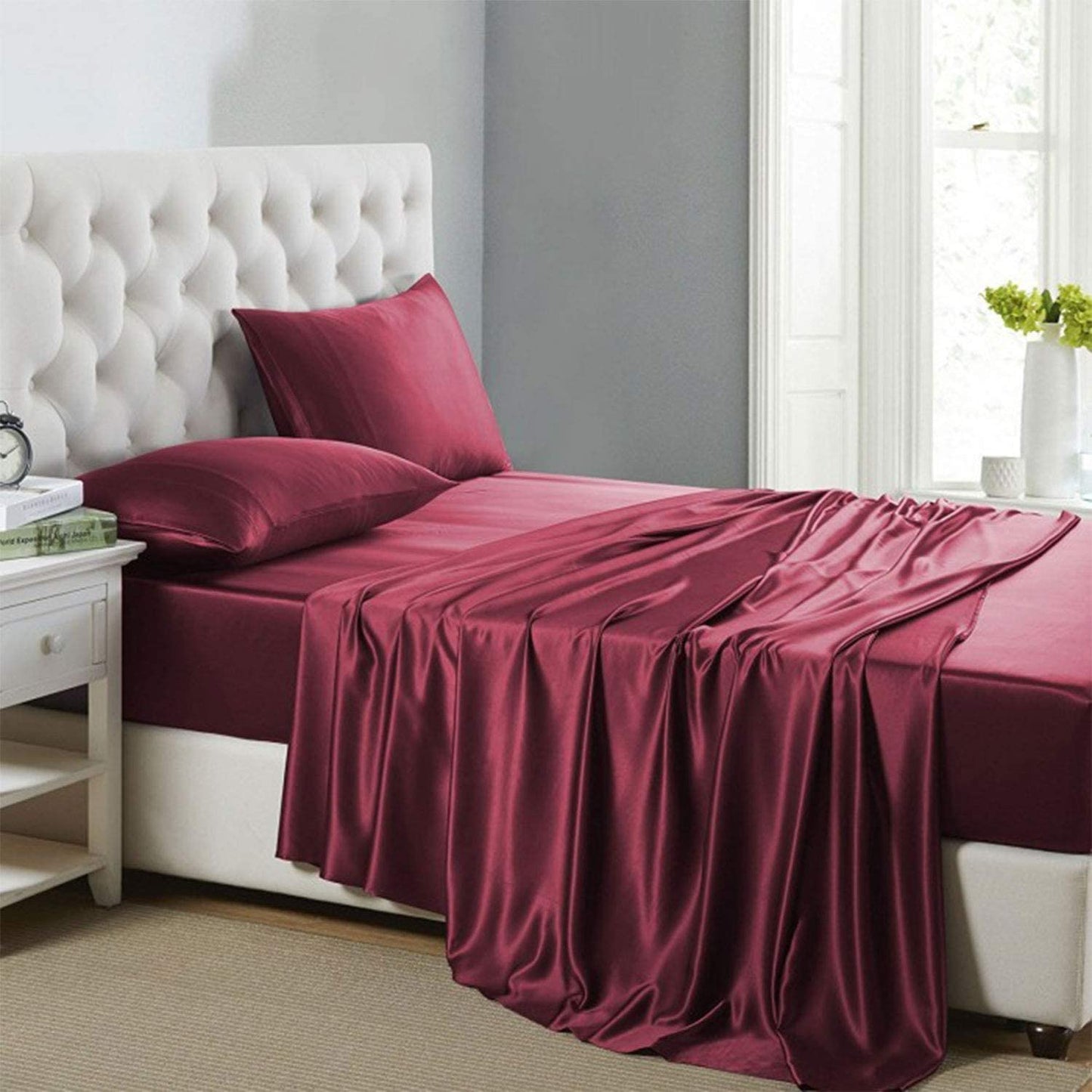 Silk Satin Bed Sheet Set Deep Pockets AnyLinen