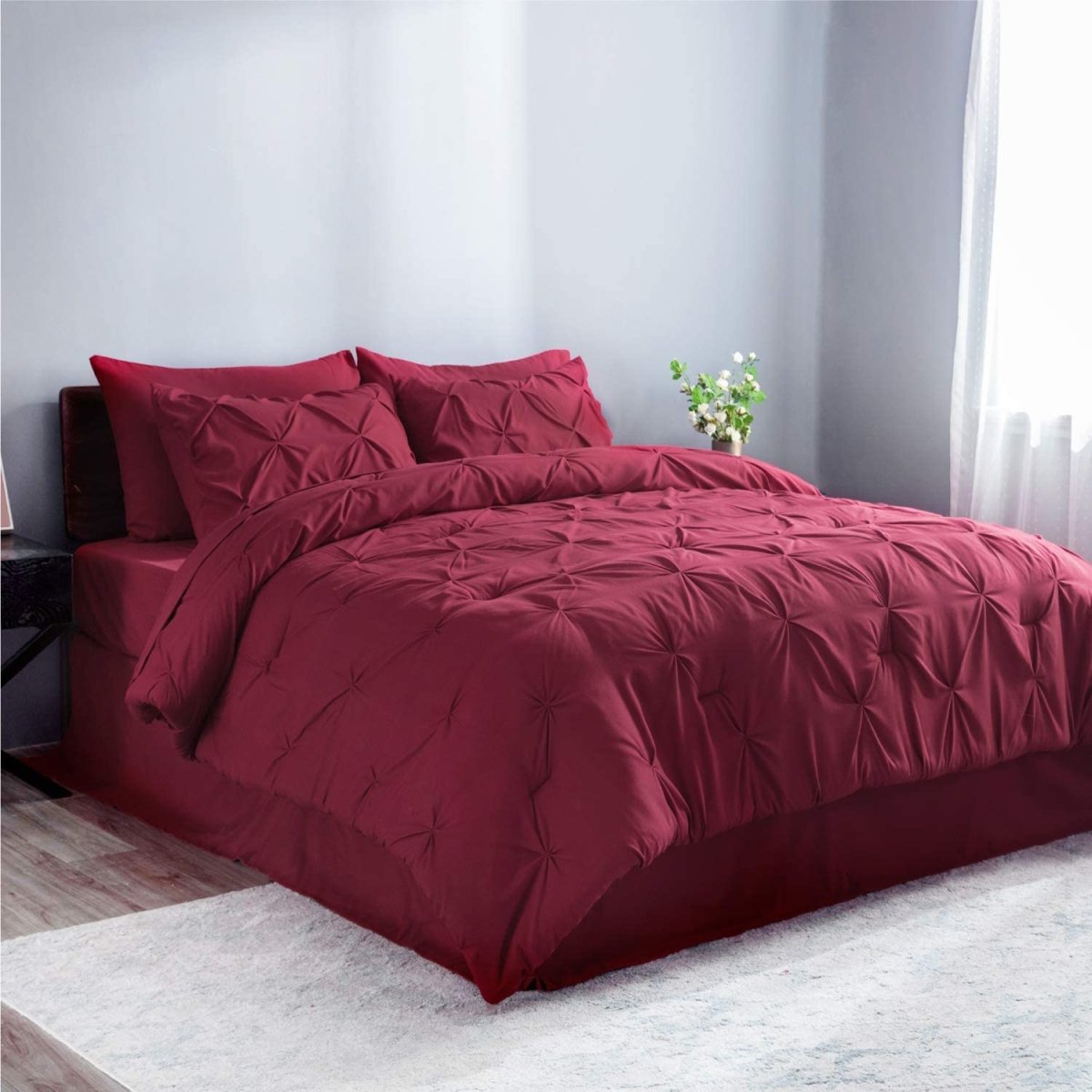 Luxury Duvet Cover Pinch Pleat Brief Bedding 7 - Pieces Set - Anna's Linens