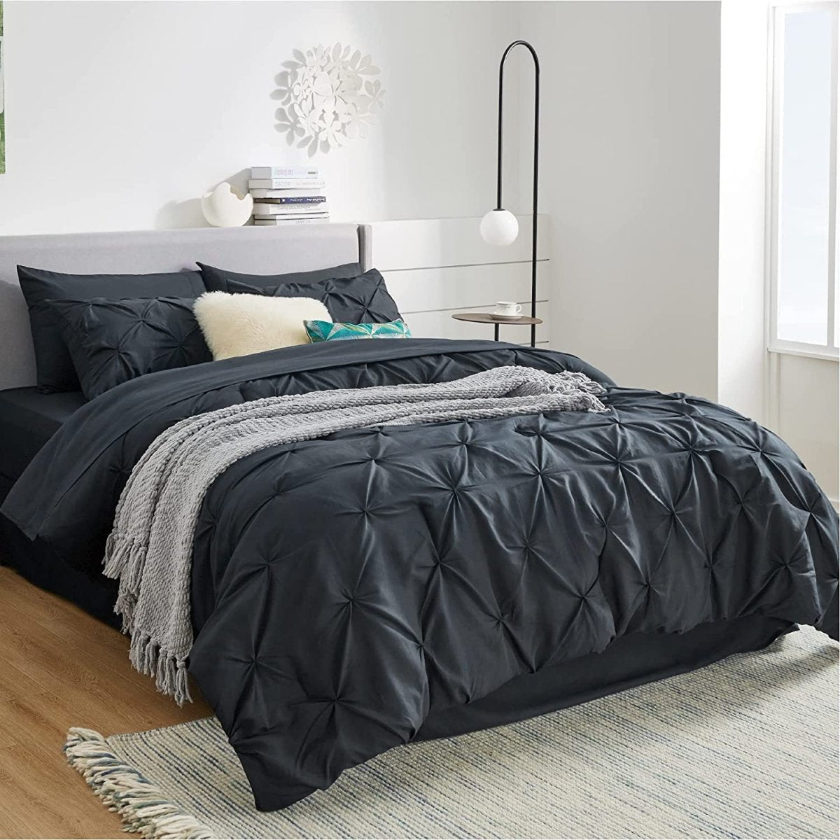 Luxury Duvet Cover Pinch Pleat Brief Bedding 7 - Pieces Set - Anna's Linens