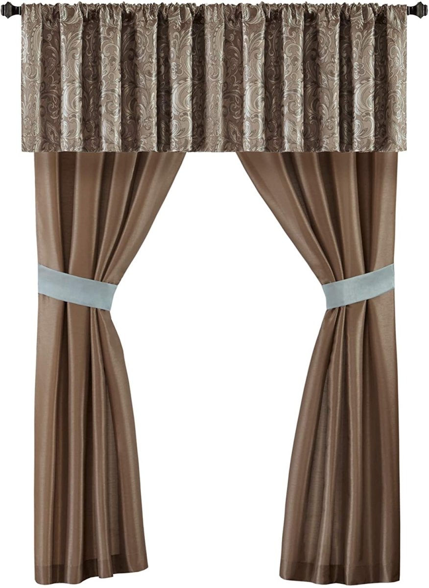 Master Bedroom 24 Piece Room in a Bag Faux Silk Hypoallergenic Down Alternative Comforter Matching Curtains - Anna's Linens