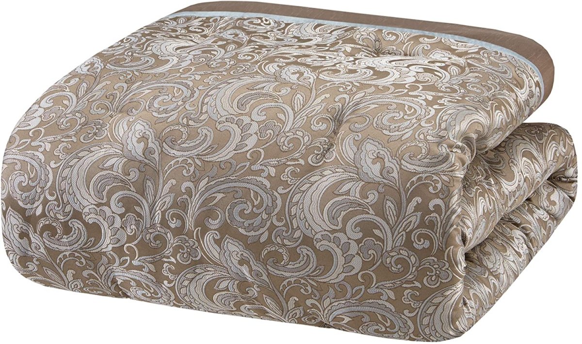 Master Bedroom 24 Piece Room in a Bag Faux Silk Hypoallergenic Down Alternative Comforter Matching Curtains - Anna's Linens