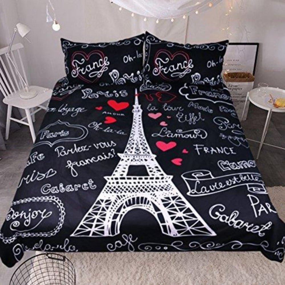 Paris Theme Bedding Comforter Cover 3 Pieces Duvet Cover Set - Anna's Linens