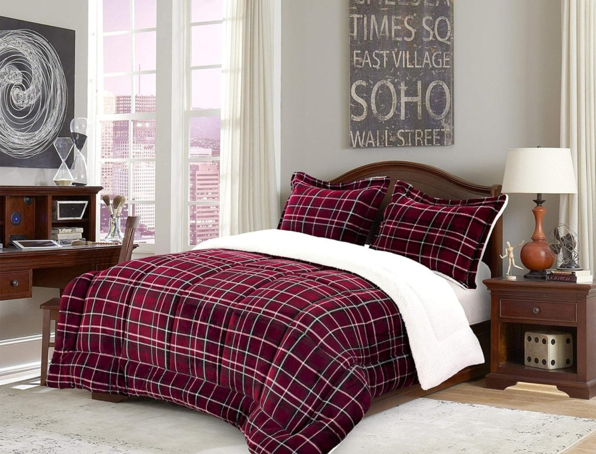 Softest Coziest Heavy Weight Sherpa Premium Quality Down Alternative Micro - Suede Reversible Comforter Set - Anna's Linens