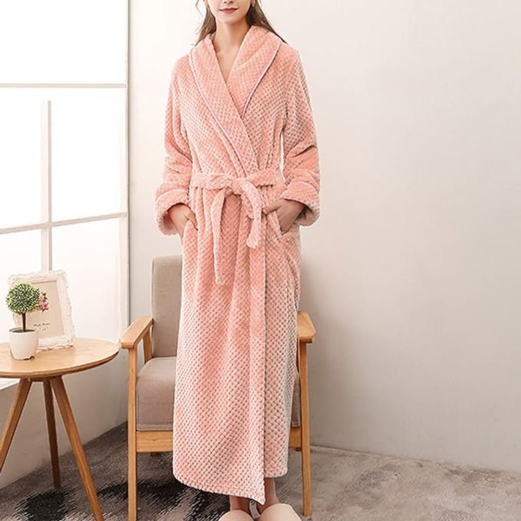 Warm Soft Fleece Long Plush Nightgown Thicken Bathrobe - Anna's Linens