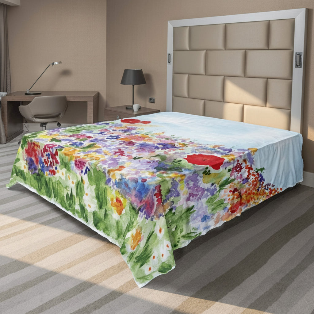 Watercolor Flower Flat Sheet - Anna's Linens