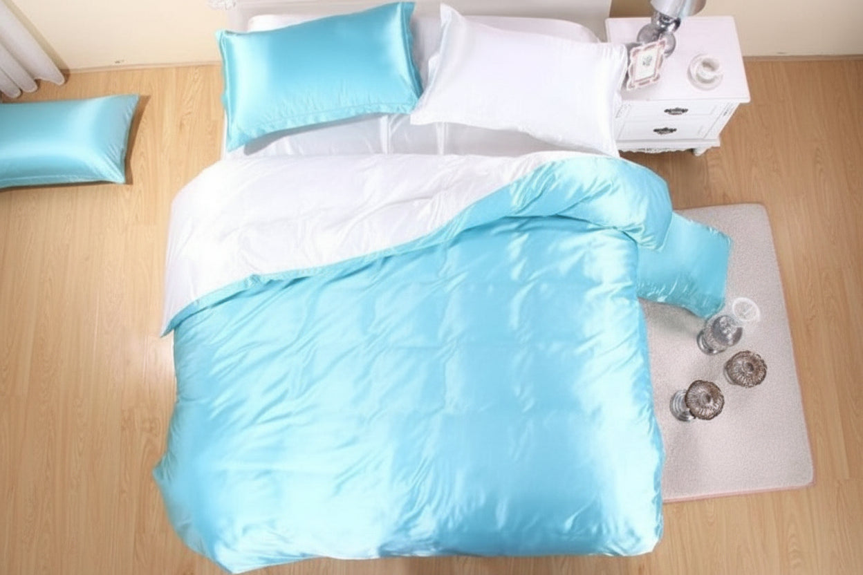 100% Pure Satin Silk Duvet Cover Double - Sided 4 pcs Set - Anna's Linens