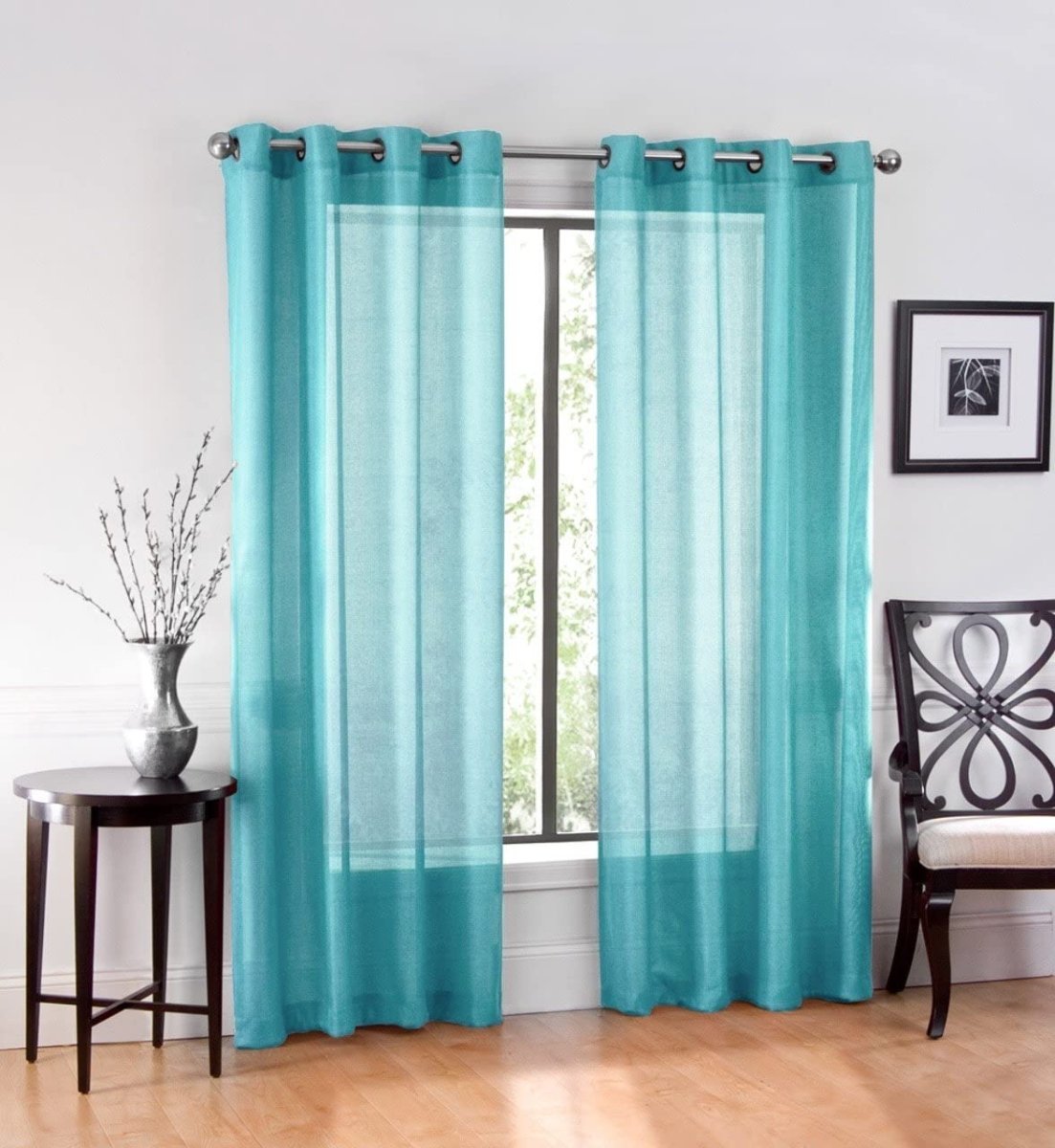 2 Piece Set. Window Sheer Curtains Grommet Panels 54" X 84" Total 108" X 84" - Anna's Linens