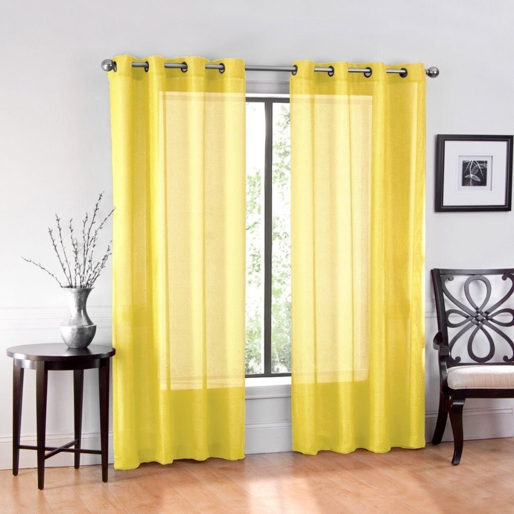2 Piece Set. Window Sheer Curtains Grommet Panels 54" X 84" Total 108" X 84" - Anna's Linens