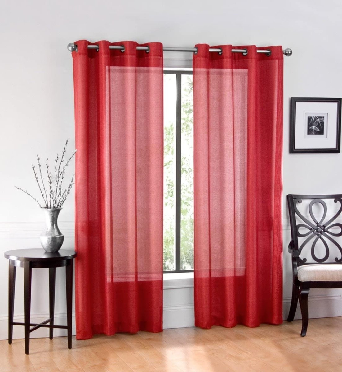 2 Piece Set. Window Sheer Curtains Grommet Panels 54" X 84" Total 108" X 84" - Anna's Linens