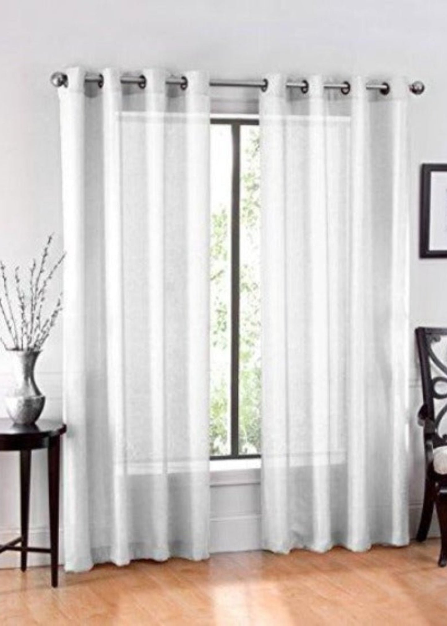 2 Piece Set. Window Sheer Curtains Grommet Panels 54" X 84" Total 108" X 84" - Anna's Linens