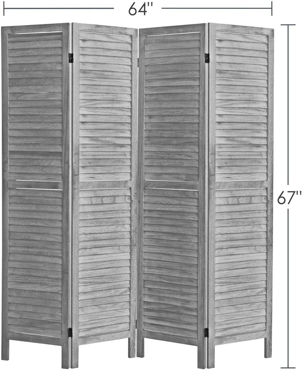 4 Panel 5.6 Ft Tall Wood Room Divider Partition Wall - Anna's Linens