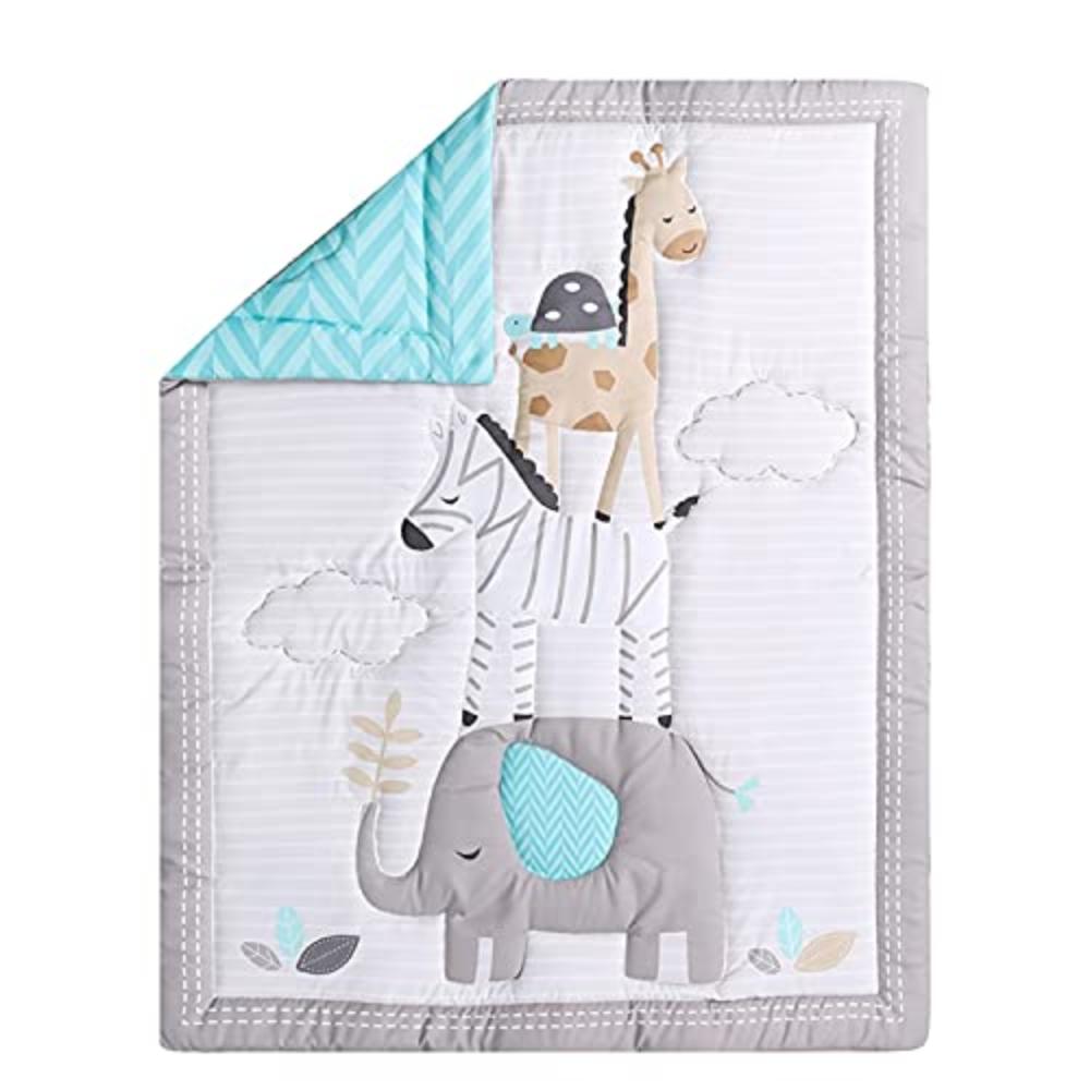 3 Piece Crib Bedding Set Grey Elephant and Zebra Baby Elephant Crib Set for Boy and Girl - Anna's Linens Store