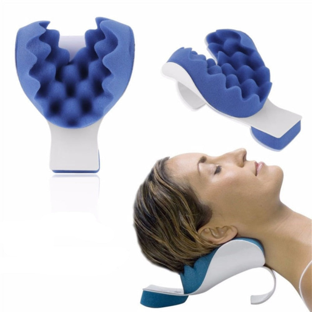 Pain Relief Pillow Neck And Shoulder Muscle Relaxer Traction Device for Cervical Spine Alignment Neck Support Travel Pillow / - Anna's Linens Store