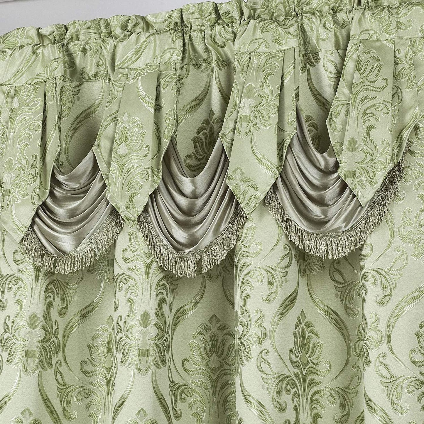 6 Piece Drape Set with Attached Valance and Sheer with 2 Tie Backs