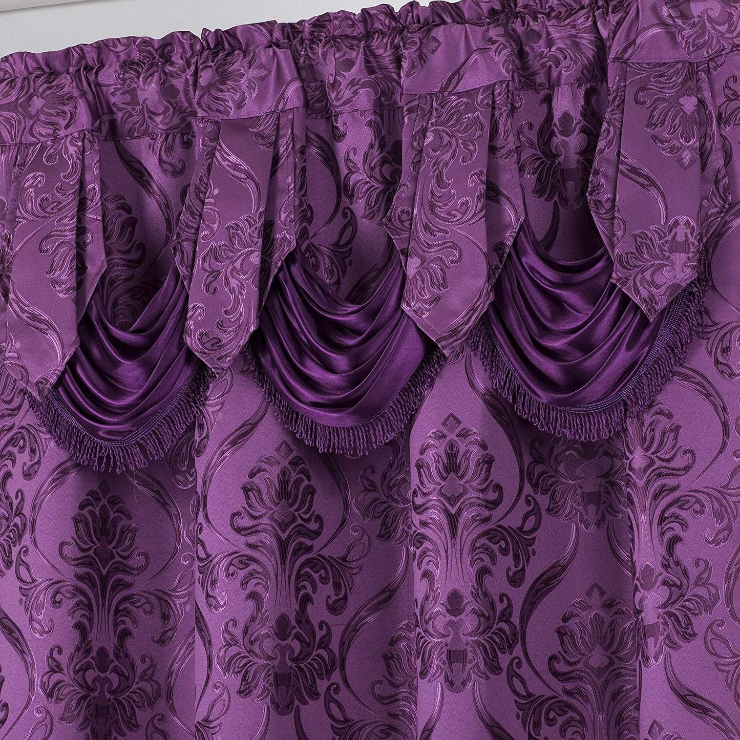 6 Piece Drape Set with Attached Valance and Sheer with 2 Tie Backs