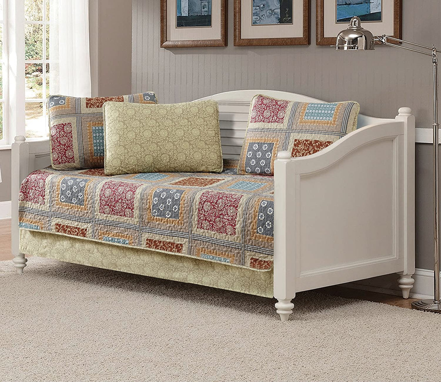 Taupe Beige Geometric Floral