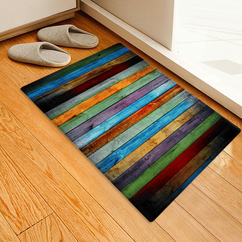 Flannel Entrance Rug Strong Water Absorb Decorative Carpet