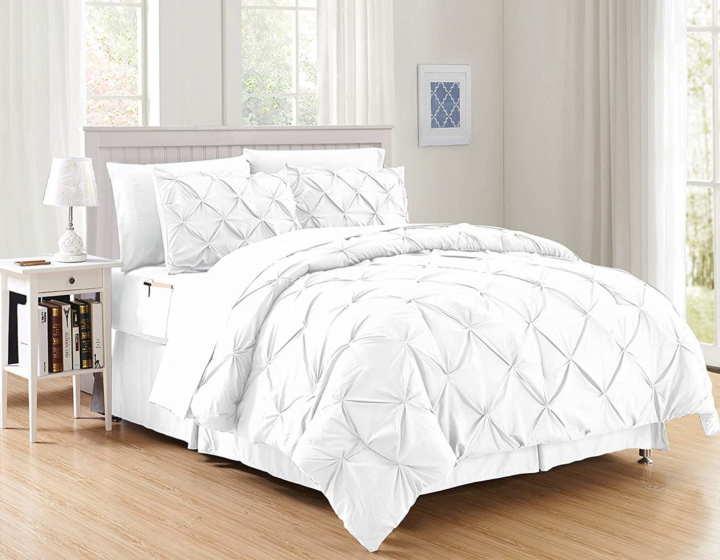 Luxury 8pcs Bed-in-a-Bag Silky Soft Comforter Set Double Sided Pockets