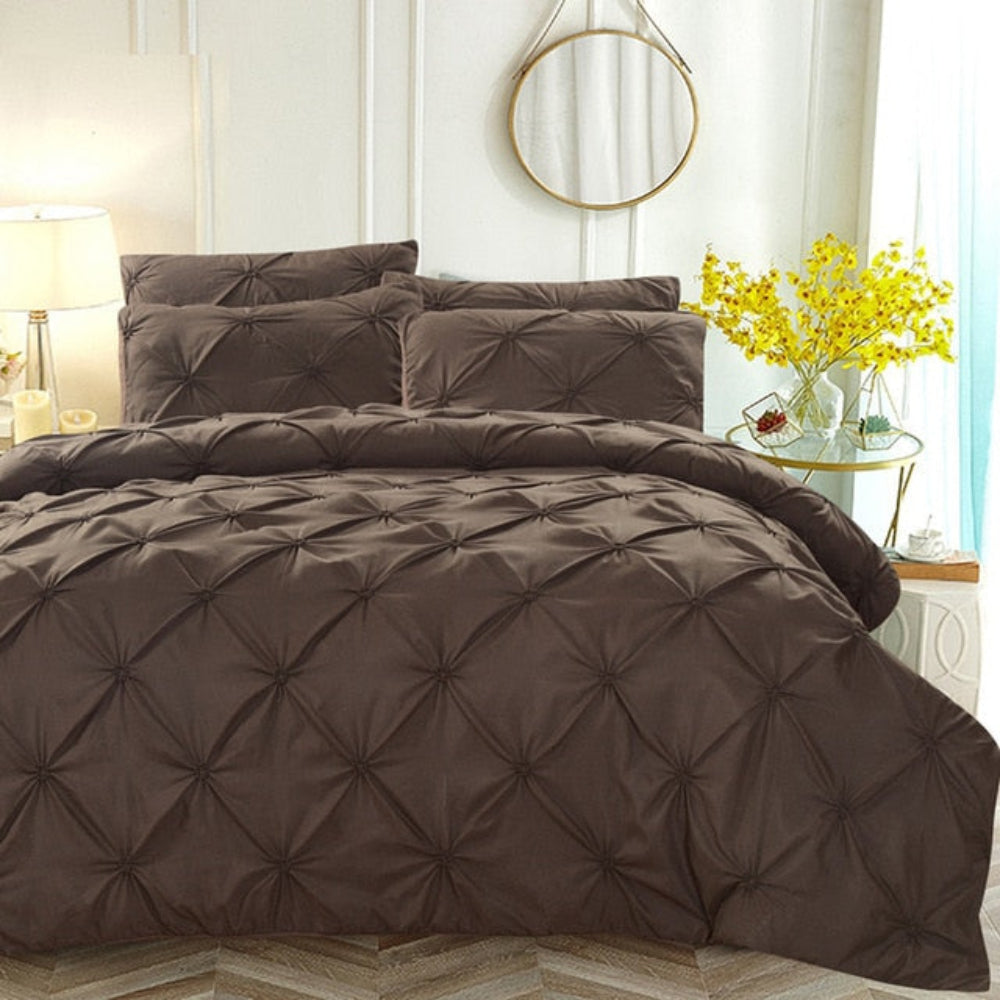 Pinch Pleat Luxury Silk 3 pcs Duvet Cover Set | Anna's Linens