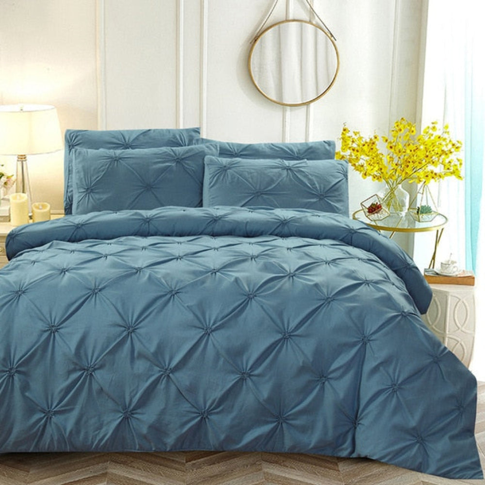 Pinch Pleat Luxury Silk 3 pcs Duvet Cover Set | Anna's Linens
