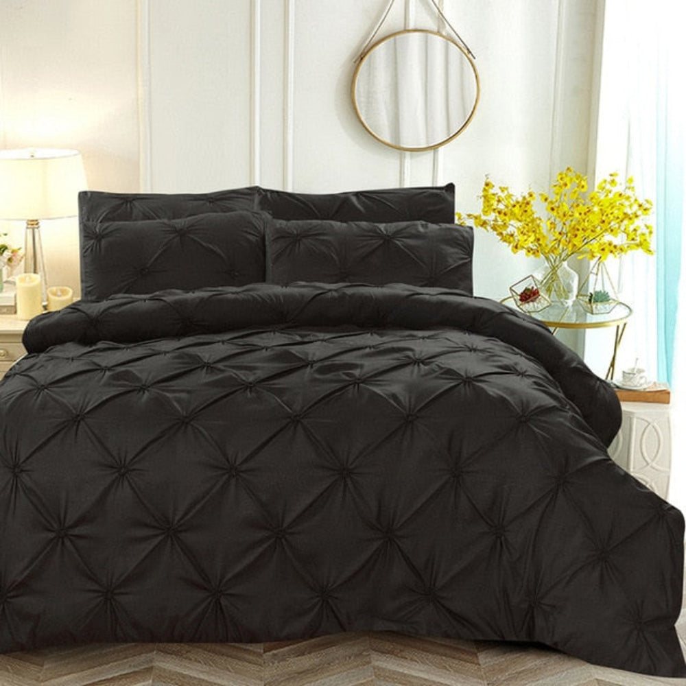 Pinch Pleat Luxury Silk 3 pcs Duvet Cover Set | Anna's Linens