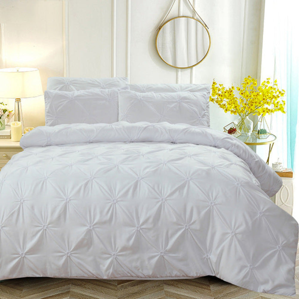 Pinch Pleat Luxury Silk 3 pcs Duvet Cover Set | Anna's Linens