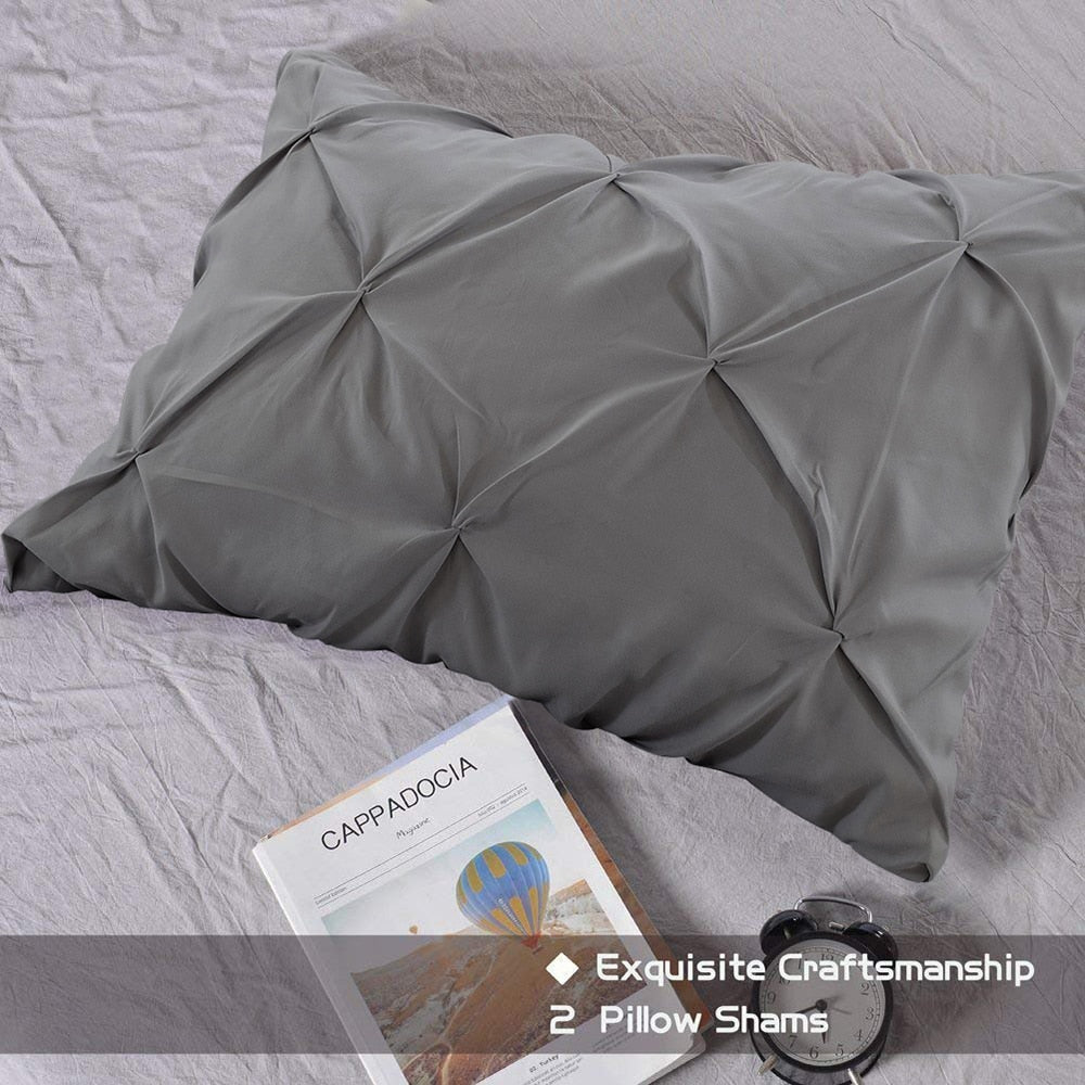 Pinch Pleat Luxury Silk 3 pcs Duvet Cover Set | Anna's Linens